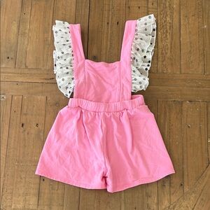 Wauw capow pink short romper with polka dot tulle straps 8-9 years